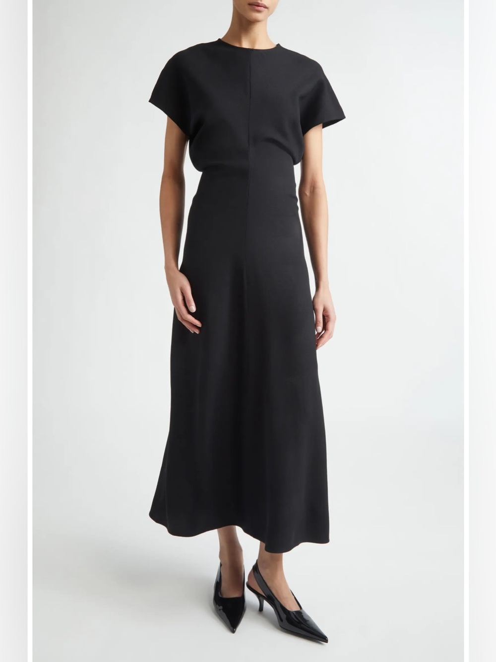 Toteme Slouch Waist Wool Dress in Black 38